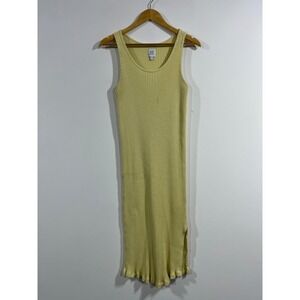 Gap Maternity Preppy Fisherman Ribbed Tank Midi Dress Butter Yellow Womens XL
